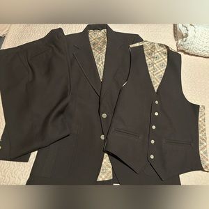 3 Pc Johnny Carson Dark Brown Three Piece Suit Tailored Martins Rome California